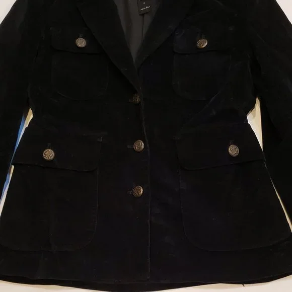 London Jean Black Velvet blazer with bronze buttons - Picture 4 of 15
